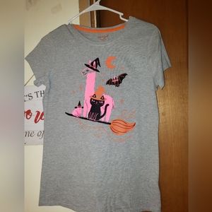 Cat & Jack Gray Halloween Animal T-Shirt, Girls XL (14-16)